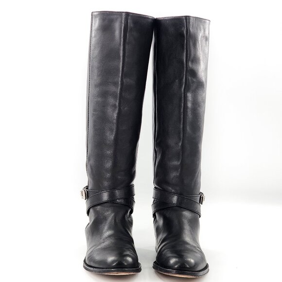 COACH 5 Silver Turnlock Christine Leather Riding Boots Tall Knee-High - Picture 4 of 9